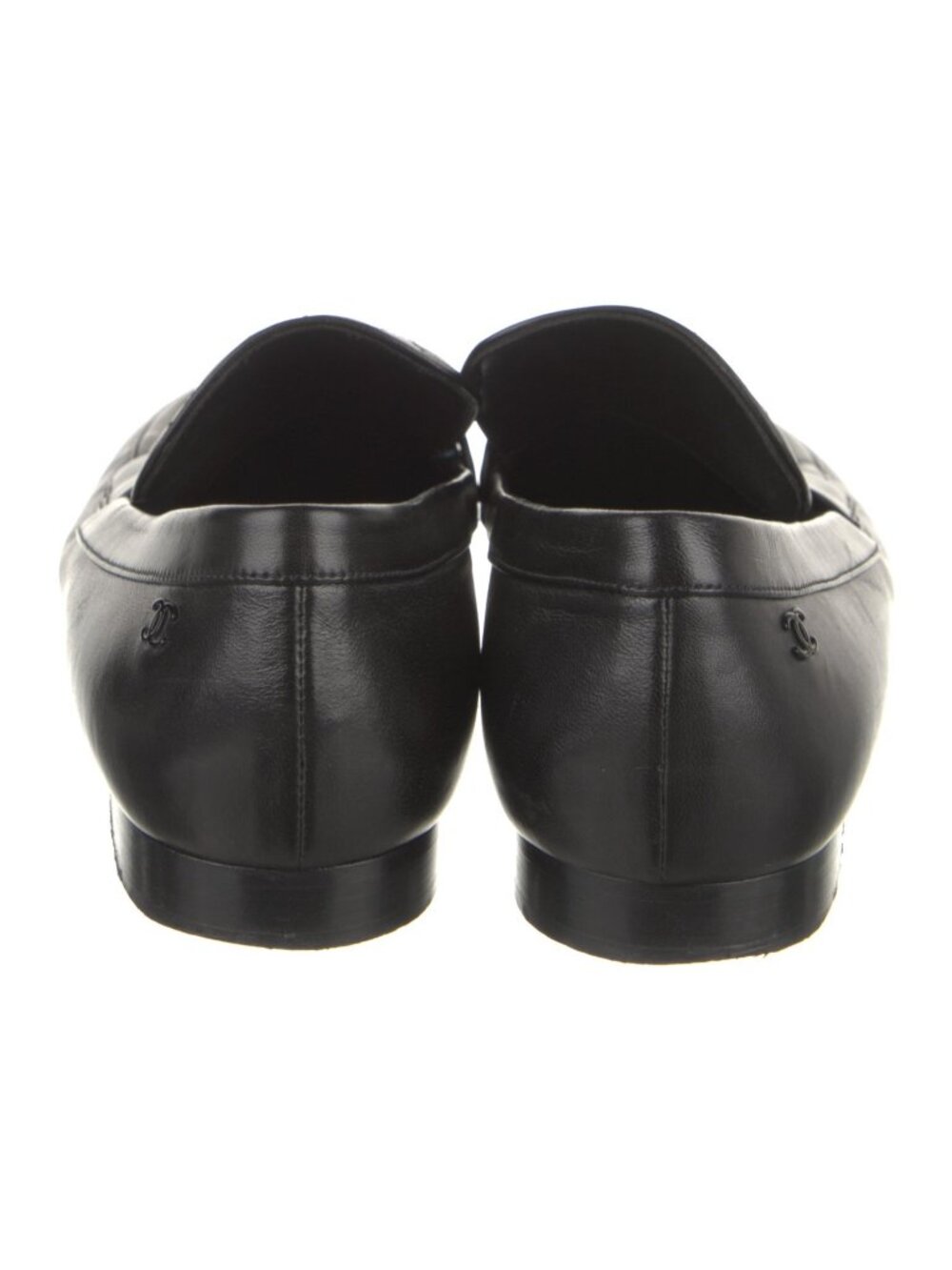 Chanel Black Quilted Leather CC Logo Loafers - Picture 4 of 5